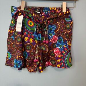 Junglee Billee Boho Shorts Wrap Tie Embellishments Beaded. NWT. Free Size